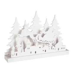 Plow & Hearth Decorative Accents>Woodland Storybook LED Table Decor Sled with Reindeer Scene, 16.75"