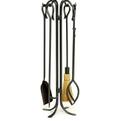 Plow & Hearth Fireplace Tool Sets>Wrought Iron Hearth Hooks 5-Piece Fireplace Tool Set In Powder-Coated Finish Graphite