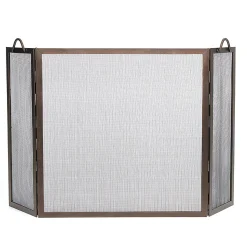 Plow & Hearth Tri-Panel Fireplace Screens>Wrought Iron Twisted Rope Folding Fireplace Screen