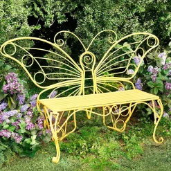 Plow & Hearth Outdoor Benches>Metal Butterfly Garden Bench Yellow