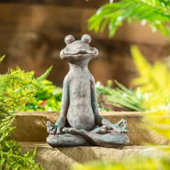 Plow & Hearth Garden Statues>Yoga Frog Resin Statue, 13"H